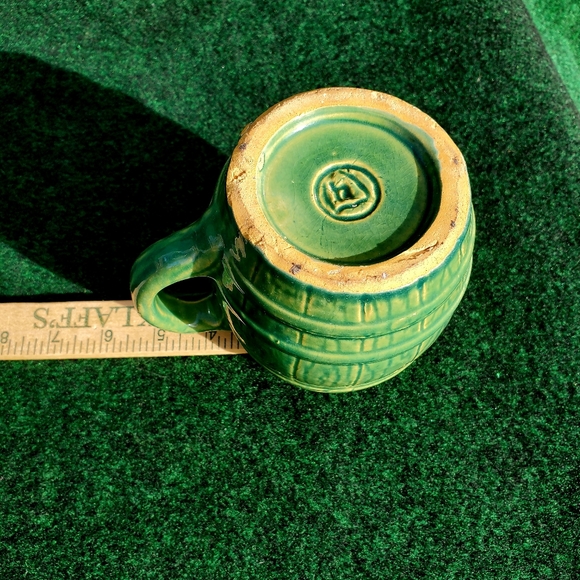VTG McCoy Pottery Green Tankard Barrel Glaze Ceramic USA c.1930 20oz EUC - Picture 11 of 12